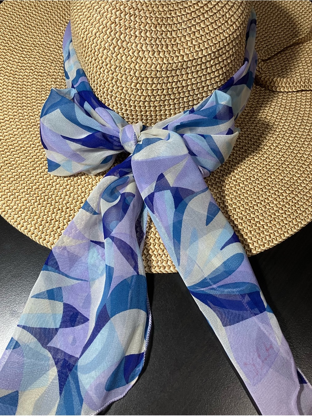 100% silk scarf hair tie/purse tie geometric pattern